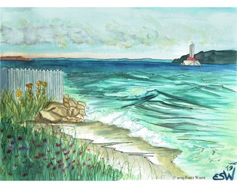 Lake Michigan | Matted  Print 8.5 x 11 in | Michigan Art