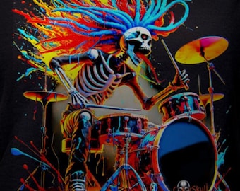 Camiseta de baterista esqueleto, camiseta de música punk rock, regalo para baterista