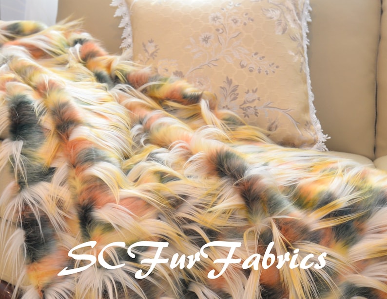Ivory Beige Tan Green Camel Fox Long Piles Exotic Soft and Long Pile Faux Fur SC Fur Fabrics Sewing Fabrics
