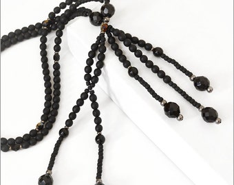 Matte Black Crystal Nichiren Juzu Beads: SGI Buddhist Prayer Beads