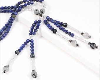 Lapis Lazuli Tourmalinated Quartz - Nichiren Juzu Beads - SGI Beads - Buddhist Prayer Beads - FREE US Shipping