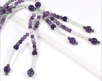 Lepidolite and Amethyst Nichiren Juzu Beads: SGI Buddhist Prayer Beads