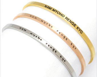 3mm Nam Myoho Renge Kyo Bangle Cuff Bracelet