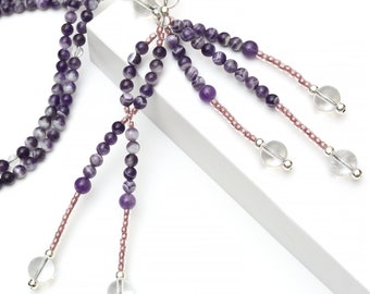 Chevron Amethyst Nichiren Juzu Beads: SGI Buddhist Prayer Beads