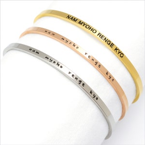 3mm Nam Myoho Renge Kyo Bangle Cuff Bracelet