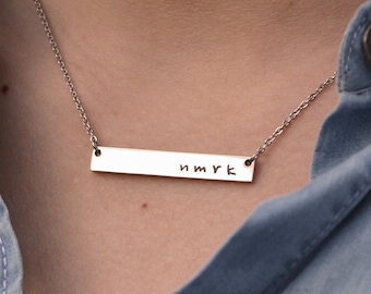 NMRK Horizontal Bar Necklace - Silver, Gold and Rose Gold - Choice of Chain Length