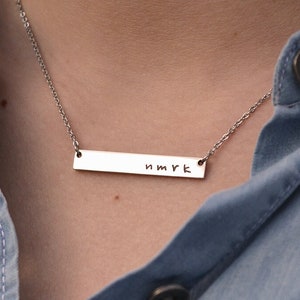 NMRK Horizontal Bar Necklace - Silver, Gold and Rose Gold - Choice of Chain Length