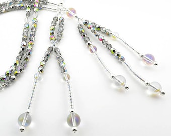 Silver Faceted Crystal Nichiren Juzu Beads: SGI Buddhist Prayer Beads