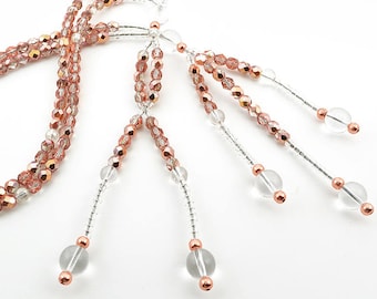Rose Gold Faceted Crystal Nichiren Juzu Beads: SGI Buddhist Prayer Beads