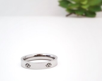Five Lotus Flowers Ring - NMRK Nichiren Buddhist Ring