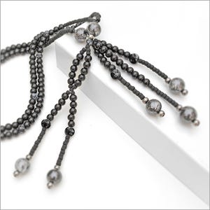 Onyx and Tourmalinated Quartz Nichiren Juzu Beads: SGI Buddhist Prayer Beads