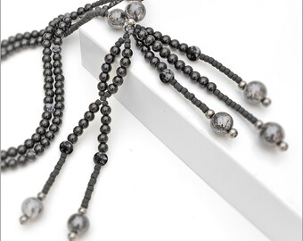 Onyx and Tourmalinated Quartz Nichiren Juzu Beads: SGI Buddhist Prayer Beads