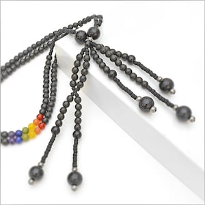 Rainbow Juzu - Nichiren Juzu Beads - SGI Beads - Buddhist Prayer Beads - &quot;Courageous Freedom&quot; Black - FREE US Shipping