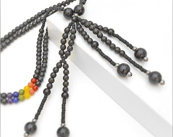 Rainbow Juzu - Nichiren Juzu Beads - SGI Beads - Buddhist Prayer Beads - "Courageous Freedom" Black - FREE US Shipping