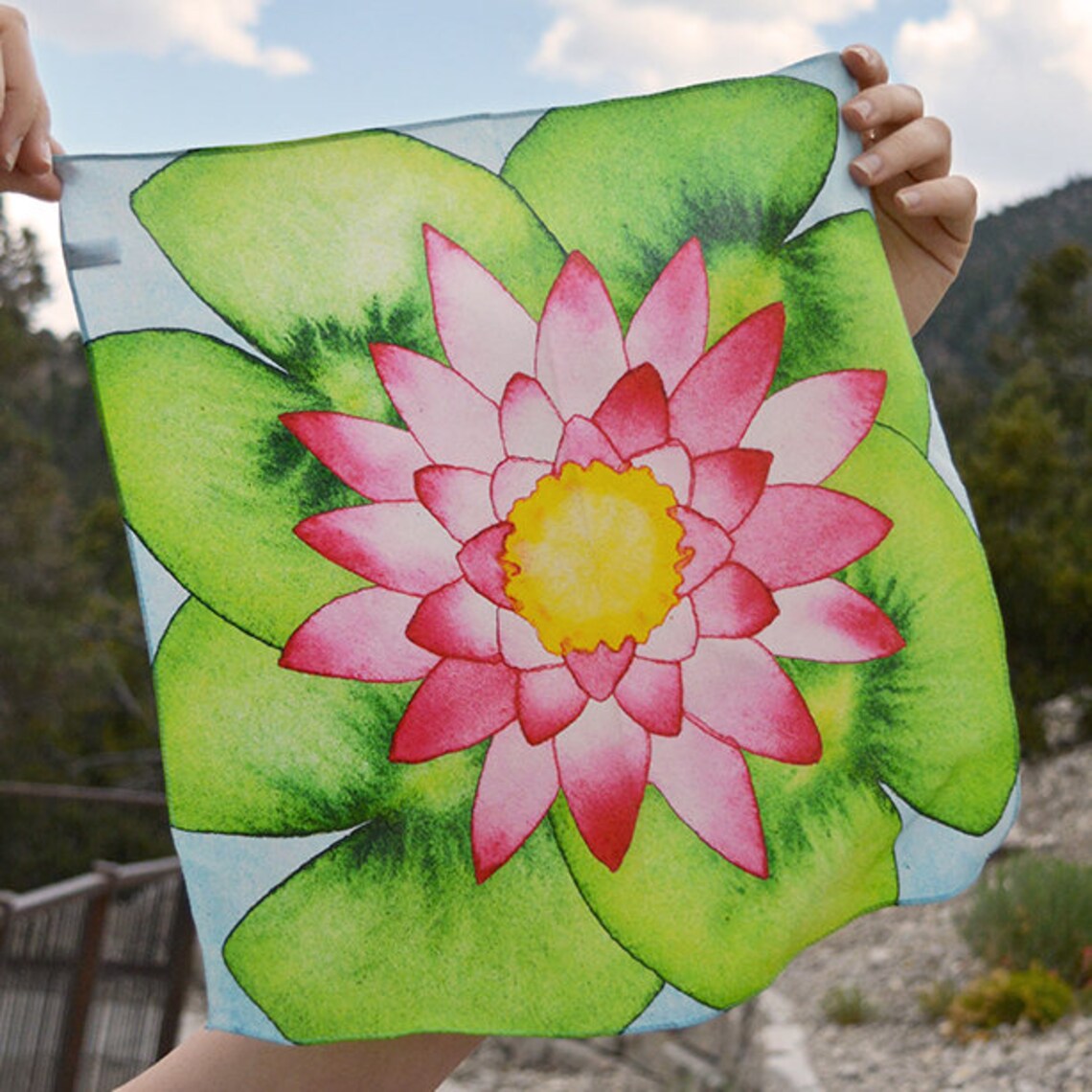 100 Silk Lotus Flower Scarf Fukusa Nichiren Buddhist Etsy