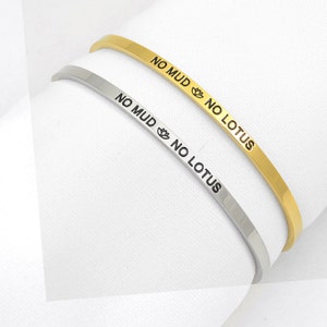 3mm No Mud No Lotus Bangle Cuff Bracelet