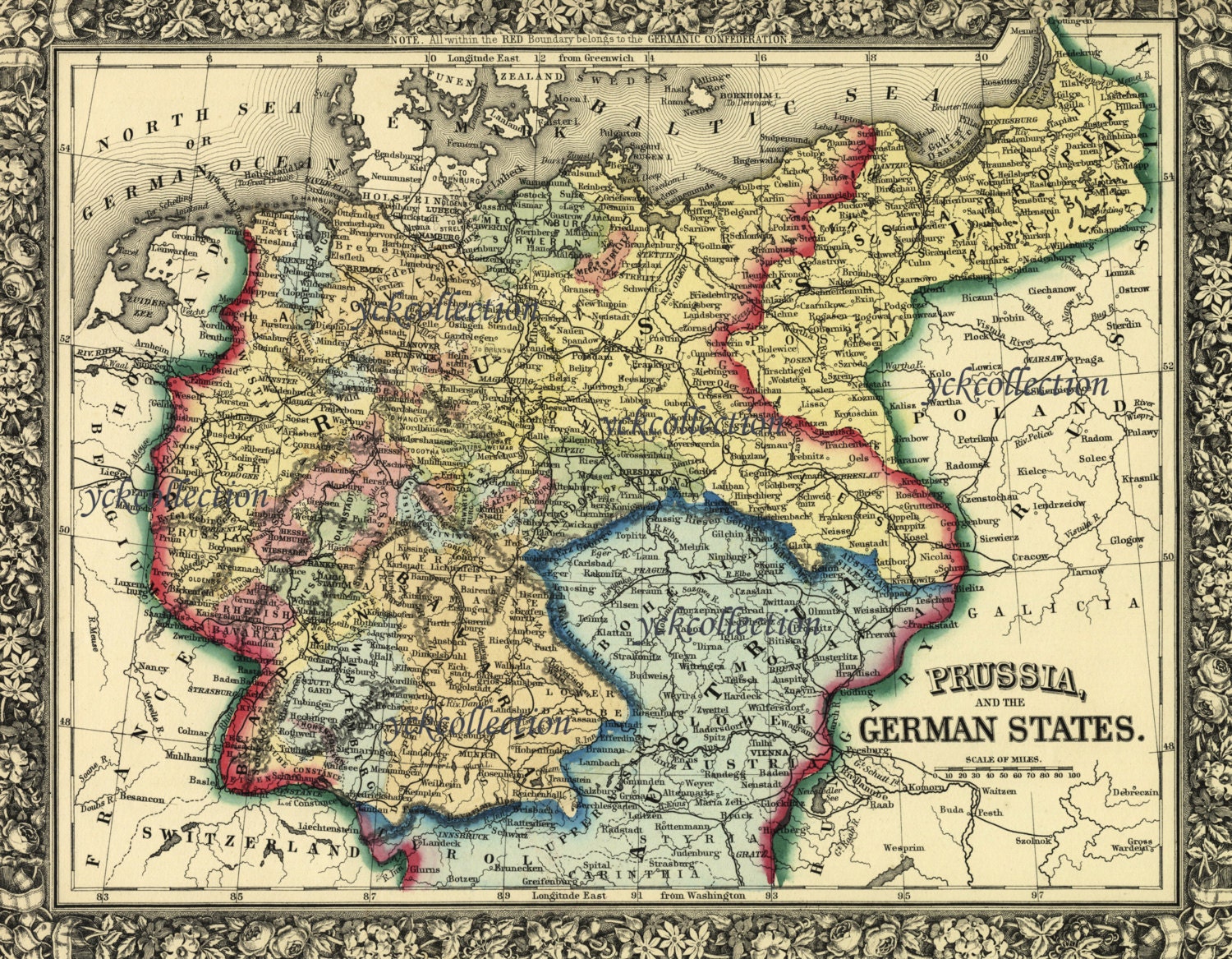 Original 1897 Antique Colour lithography print of a beautiful map of East and West Prussia Germany Baltic Sea Konigsberg Berlin Empire Eagle Original 1897 Antique Colour lithography print of a beautiful map of East and West Prussia Germany Baltic Sea Konigsberg Berlin Empire Eagle