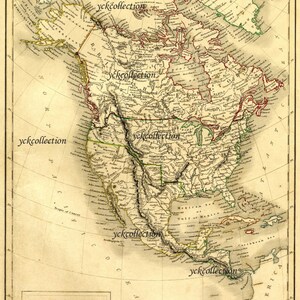 Mapa antigo da América do Norte (1840) Ultra Alta Resolução 8” x 10” a 28” x 42” 300 dpi download digital instantâneo