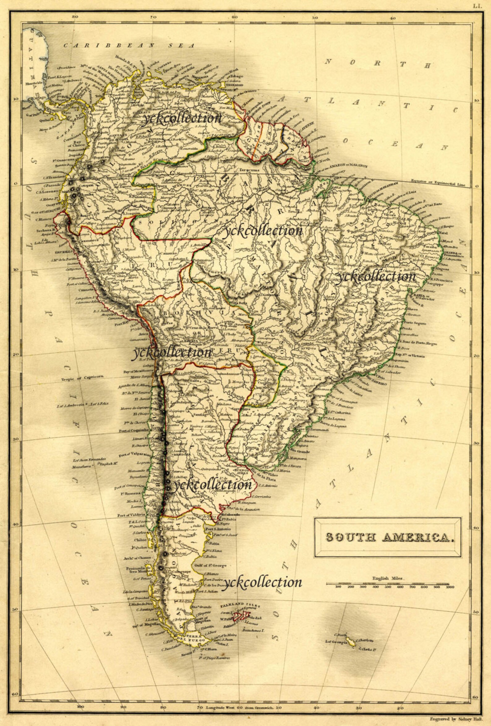 Antique South America Map 1840 Ultra High Resolution 8 X - Etsy