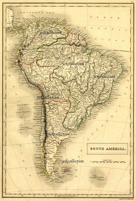 Antique South America Map 1840 Ultra High Resolution 8 X | Etsy