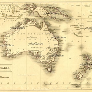 Antike Australasien Karte (1840)-Australien-Neuseeland-Neuseeland Ultra hohe Auflösung 8 ”x 10” bis 28” x 42” sofort digitaler Download