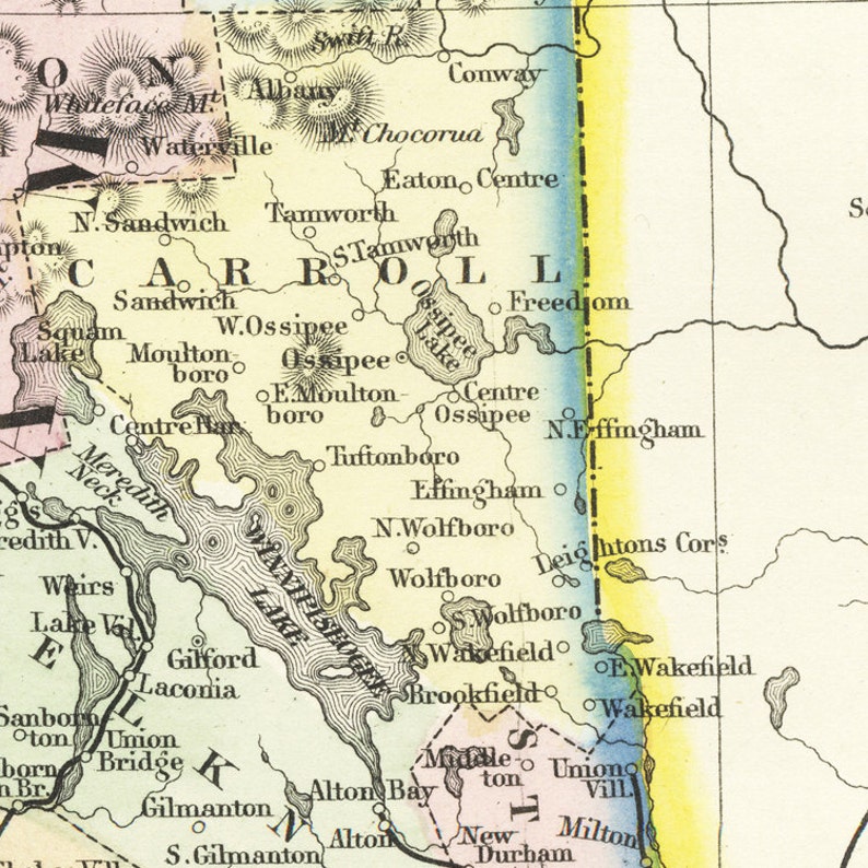 Antique Map of New Hampshire and Vermont 8” X 10” to 28” X 36” Pixels ...