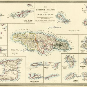 Mapa antigo das Índias Ocidentais Britânicas (1856) Resolução ultra-alta de 8” x 10” a 40” x 50” 300 dpi download digital instantâneo