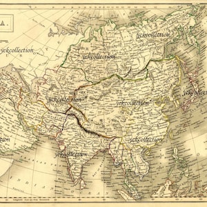 Antique Asia Map (1840) Ultra High Resolution 8” x 10” to 28” x 42”  300 dpi instant digital download