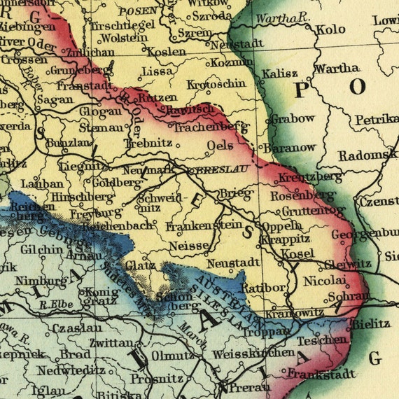 プロイセンとドイツ諸州の古地図（1863年） - 超高解像度（デジタル