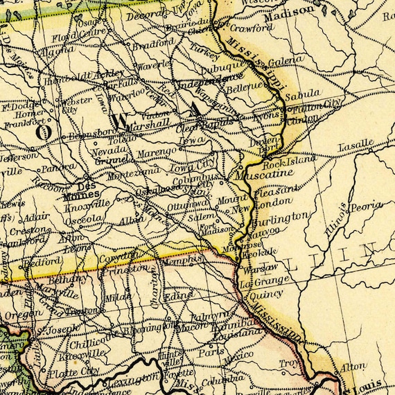 Antique Map of United States (western States)-1887 Ultra