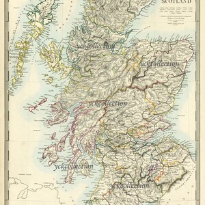 Carte de l'Écosse antique (1856) Ultra haute résolution 20,4 x 10,8 cm à 38,4 x 48,6 cm 300 dpi
