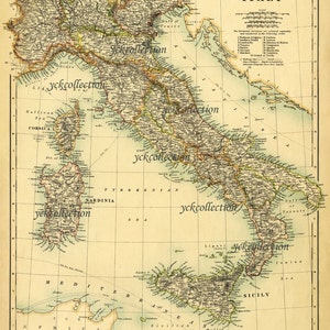 Antike Italien Karte (1887) Ultra hohe Auflösung 8 “x 10” bis 38” x 48” 300 dpi sofortiger digitaler Download