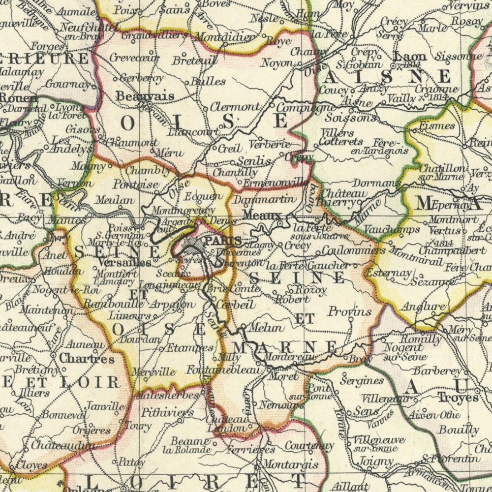 Buy Antique France Map Print (1878) - Ultra High Resolution