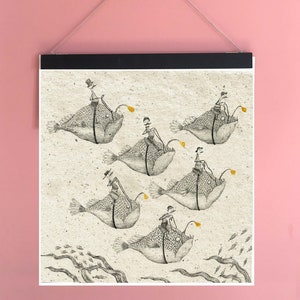 Fish Ride, Riders, Anglerfish, Nautical, Under the Sea, Ocean, Print ...