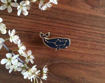 Star Whale Pin, constellation, star constellation, brooch, wearable art, enamel pin