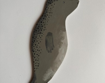 Seal wall art, handpainted wooden illustration wall decoration