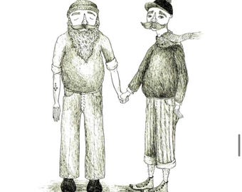 Sailor Couple, nautical, print, guys, beard, victorian