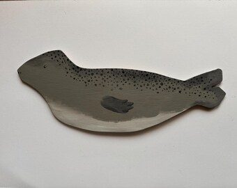 Seal wall art, handpainted wooden illustration wall decoration