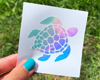 Holographic Sea Turtle Decal, Car Decal, Vinyl Decal, Yeti Decal, Iridescent Decal, Holographic Decal, Tumbler Decal, Turtle Sticker, Opal