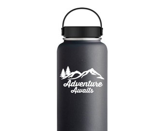 Adventure Awaits Decal, Adventure Sticker, Mountain Sticker, Adventure Car Decal, Wanderlust Decal, Wanderlust Sticker