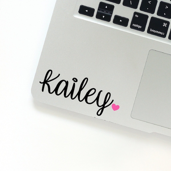 Vinyl Name Decal with Heart, Name Sticker, Vinyl Name Labels, Laptop Decal, Personalized Car Decal, Tumbler Name Decal, Water Bottle Decal