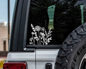 Wildflower Decal, Boho Car Decal, Gift for Plant Lovers, Plant Lover Sticker, Wildflower Car Decal for Women, Wildflower Sticker for Laptop