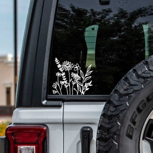 Wildflower Decal, Boho Car Decal, Gift for Plant Lovers, Plant Lover Sticker, Wildflower Car Decal for Women, Wildflower Sticker for Laptop