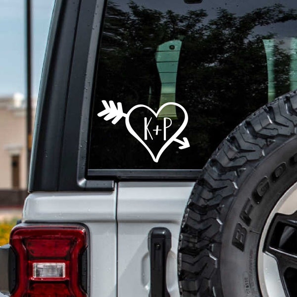 Couples Decal, Wedding Decal, Heart With Arrow Decal, Car Decal, Laptop Sticker, Vinyl Decal, Tumbler Decal, Couples Sticker