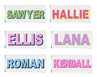 Name Decal, Shadow Monogram Decal, Vinyl Name Decal, Name Stickers