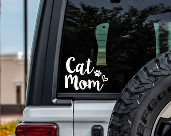 Cat Mom Car Decal, Cat Mom Sticker, Gift for Cat Mom, Cat Lover Decal, Waterproof Decal for Car, Laptop, Tumbler Cup, and More