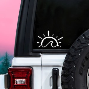 Ocean Wave Sticker, Car Decal, Sun Decal, Wave Sticker, Beach Vibes Decal, Sun Sticker, Wave Decal, Ocean Car Decal, Laptop Decals