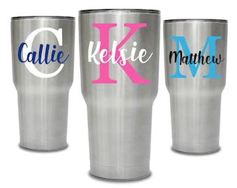 Vinyl Name Decal, Yeti Decal, Monogram Decal, Yeti Decal for Women, Tumbler Decal, Water Bottle Decal, Monogram Sticker for Yeti