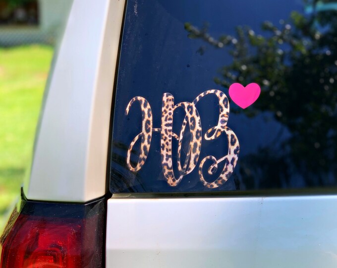 Leopard Print Monogram Leopard Print Monogram, Monogram Car Decal, Monogram for Women, Laptop ...