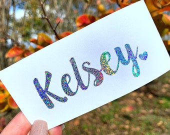 Holographic Name Decal, Custom Name Decal, Vinyl Decal, Yeti Name Decal, Iridescent Decal, Holographic Decal, Name Sticker, Tumbler Decal